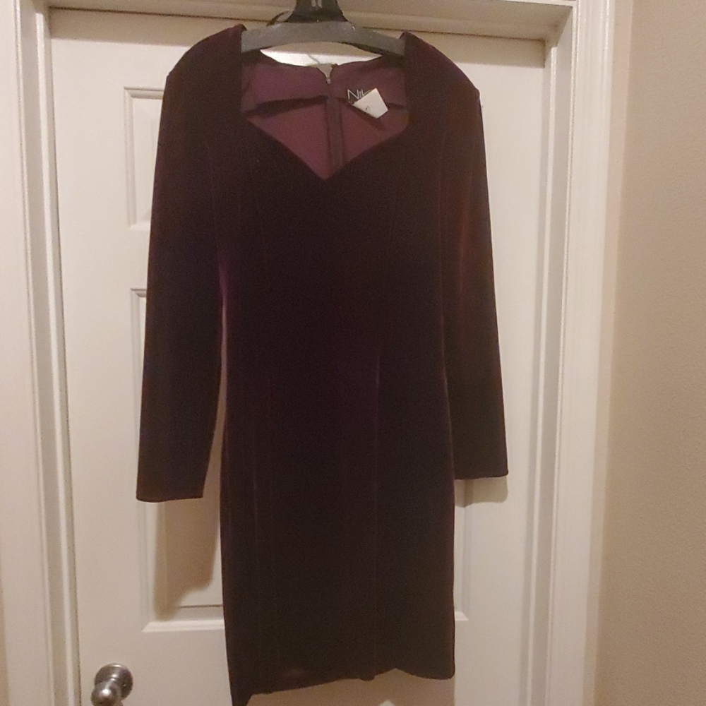 Burgundy Knee-Length Dress